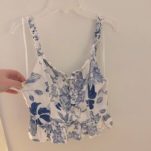 white and blue urban crop top, size small